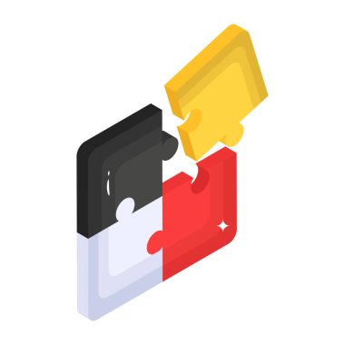 Yapboz izometrik simgesi. düz dizayn. vektör illüstrasyonu.