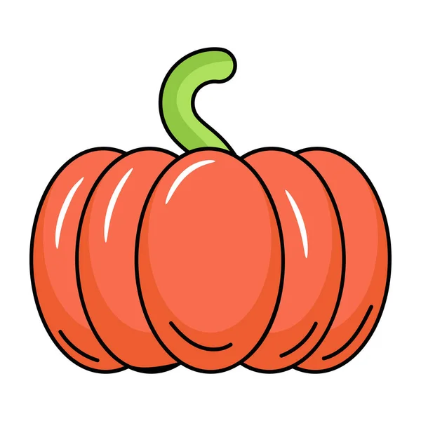 Icona Zucca Halloween Cartone Animato Ringraziamento Verdure Vettoriale Illustrazione Isolato — Vettoriale Stock