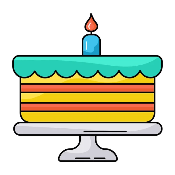 带有蜡烛和蜡烛矢量插图的蛋糕设计 — 图库矢量图片