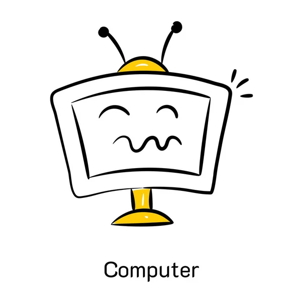 Monitor Ordenador Con Rostro Signo Interrogación — Archivo Imágenes Vectoriales