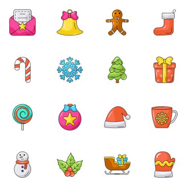 Noel düz simgeler kümesi