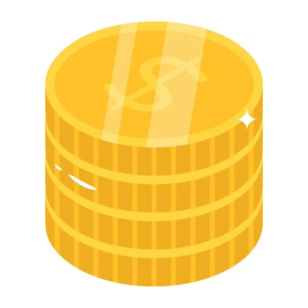 Coin Stack Icon Isometric Coins Vector Icons Web Design Isolated — Image vectorielle