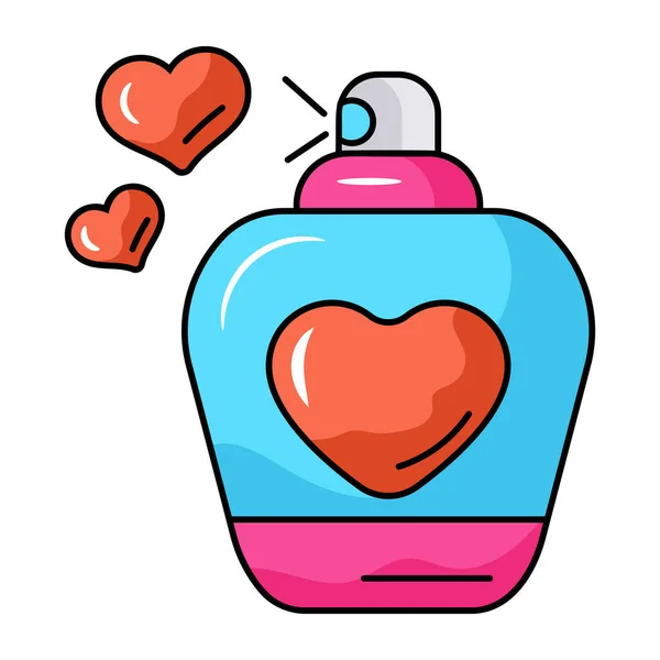 Botella Perfume Con Diseño Ilustración Vector Forma Corazón — Vector de stock