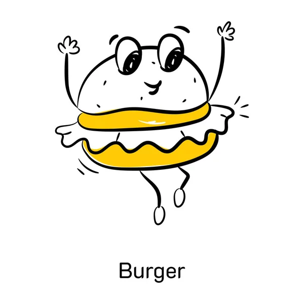 Cute Cartoon Burger Icon — Stock Vector