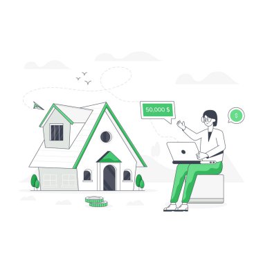 Satılık bir evin vektör illüstrasyonu