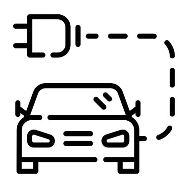 Araba aküsü simgesi. Web için elektrikli araç vektör simgelerinin özet çizimi