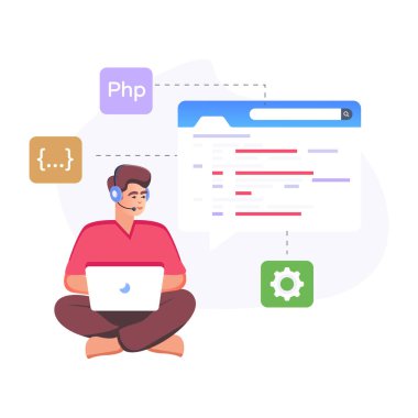 Online sohbet web tasarımı. vektör illüstrasyonu