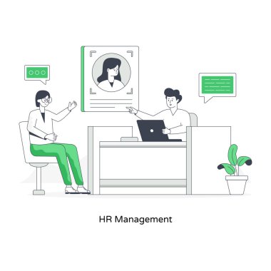 Ofiste dizüstü bilgisayarı olan bir adam var. vektör illüstrasyonu