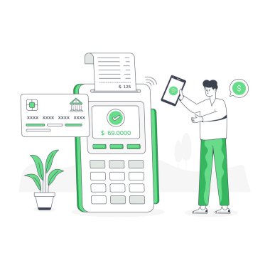POS Ödeme modern tasarım, vektör illüstrasyonu