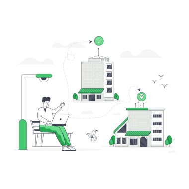 Smart Home modern tasarım, vektör illüstrasyonu