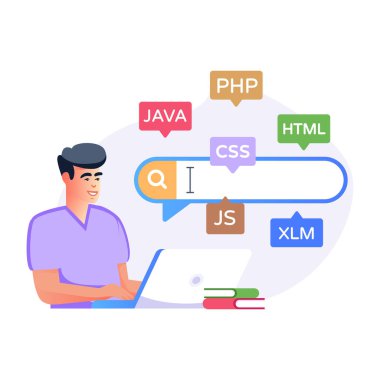 Programlama Dilleri modern tasarım, vektör illüstrasyonu