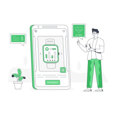 Smart Watch modern tasarım, vektör illüstrasyonunu satın aldı