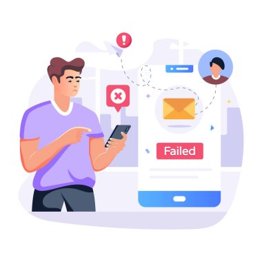 İleti başarısız modern tasarım, vektör illüstrasyonu