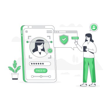 Yüz Tanıma modern tasarım, vektör illüstrasyonu