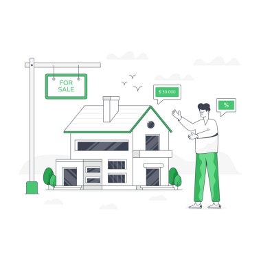 Kiralık Ev modern tasarım, vektör illüstrasyonu