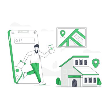 Ev konumu modern tasarım, vektör illüstrasyonu