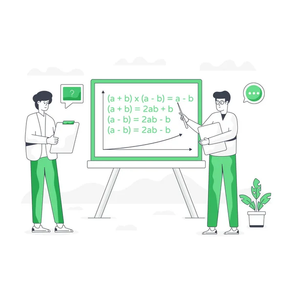 Векторна Ілюстрація Вчителя Зеленою Дошкою Чоловіком Класі — стоковий вектор