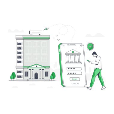 Güvenli Bankacılık modern tasarım, vektör illüstrasyonu