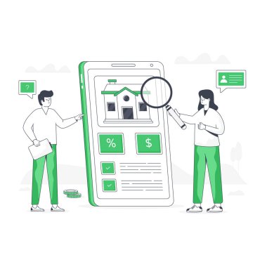 Ev Teftişi modern tasarım, vektör illüstrasyonu