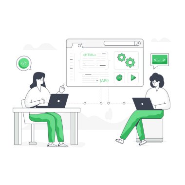 Web API modern tasarım, vektör illüstrasyonu