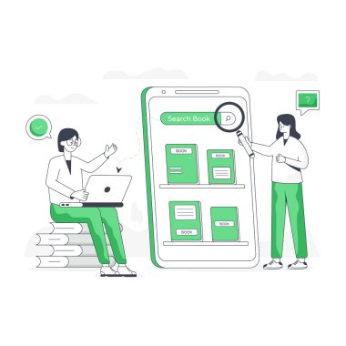 Books App modern tasarım, vektör illüstrasyonu