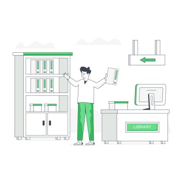 Kütüphane modern tasarım, vektör illüstrasyonu