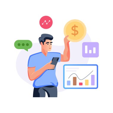 Finansal tahmin modern tasarım, vektör illüstrasyonu