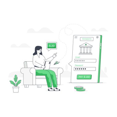 Fintech Ödeme modern tasarım, vektör illüstrasyonu