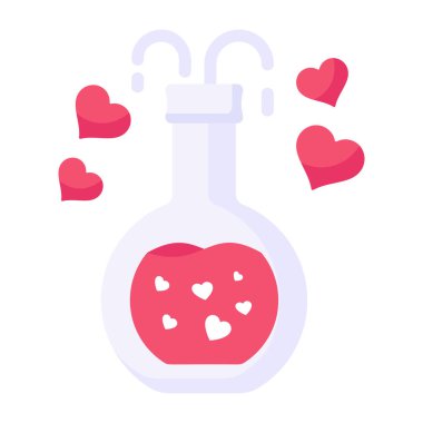 Kalp şekli vektör çizimi olan iksir şişesi