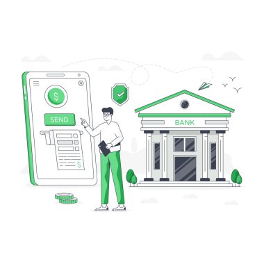 Güvenli Aktarım Modern Tasarım, vektör illüstrasyonu