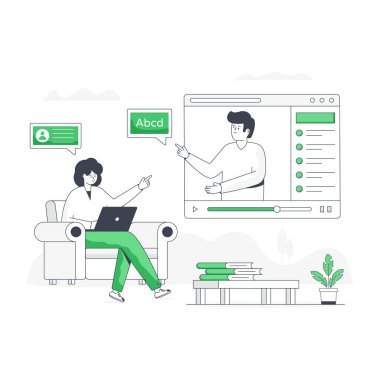 Çevrimiçi Öğrenci Modern Tasarımı, vektör illüstrasyonu