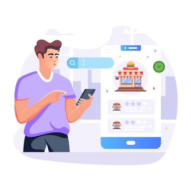 Restoran modern tasarımı, vektör illüstrasyonunu bul