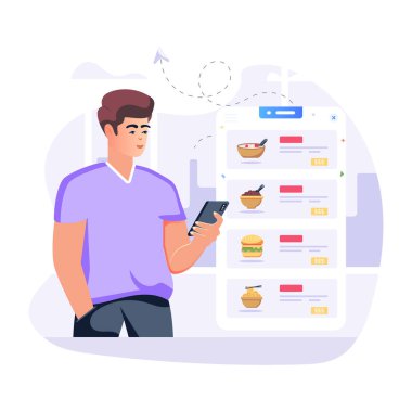 Çevrimiçi Menü modern tasarım, vektör illüstrasyonu