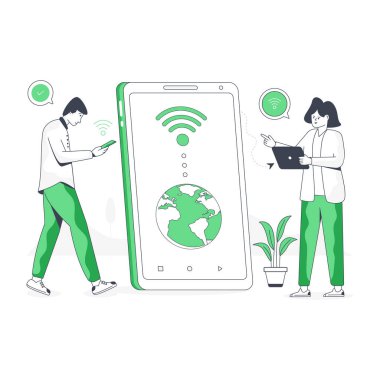 Kablosuz Teknoloji modern tasarım, vektör illüstrasyonu