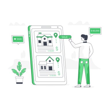 Ev satışı modern tasarım, vektör illüstrasyonu