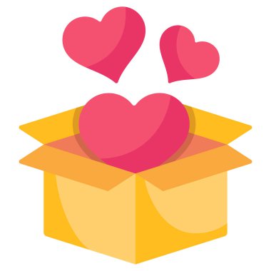 Kalp vektör illüstrasyonlu hediye kutusu