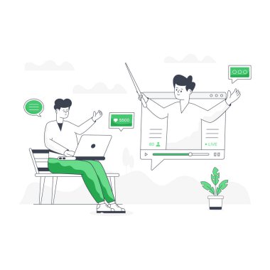 Dizüstü bilgisayarla çalışan bir iş adamı. vektör illüstrasyonu