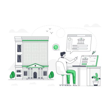 Ofiste çalışan iş adamları. vektör illüstrasyonu