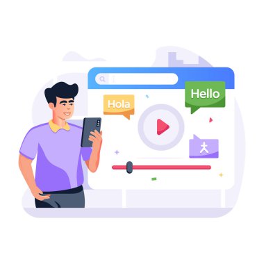 Çevrimiçi ortam vektör illüstrasyonuyla görüntülü sohbet