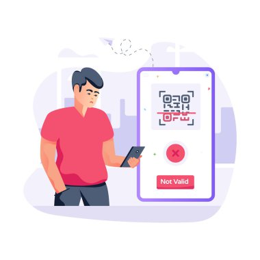 Akıllı telefonu ve tablet bilgisayarı olan bir adam. vektör illüstrasyonu