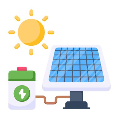 Güneş enerjisi ve enerji hattı simgesi. vektör çizimi tasarımı