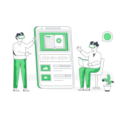 VR Modern Tasarım Öğrenme, vektör illüstrasyonu