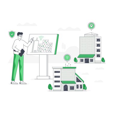 Pano vektör illüstrasyonlu iş adamı