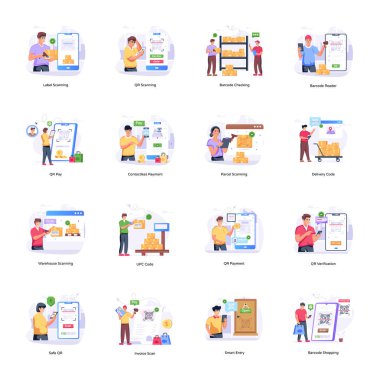 Barkod Hizmetleri Koleksiyonu Düz Çizimler