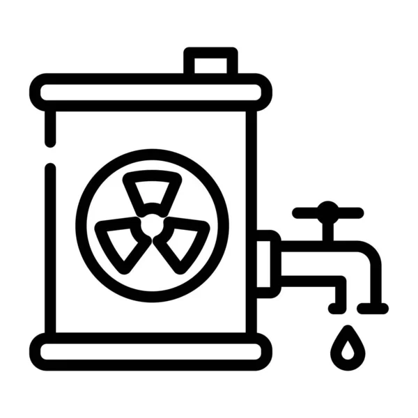 Residuos Peligrosos Icono Línea Del Barril Radiactivo — Archivo Imágenes Vectoriales