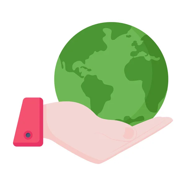 Hand Hält Welt Globus Symbol Vektor Illustration Design — Stockvektor
