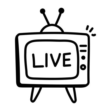 Televizyon ikonu. Web için televizyon vektör simgelerinin özet çizimi