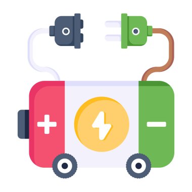 Elektrikli araba aküsü ikonu. Web için elektrik dolgu vektör simgelerinin özet çizimi