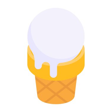 Dondurma konisi ikonu. Beyaz arkaplanda izole edilmiş izometrik popsicle vektör çizimi