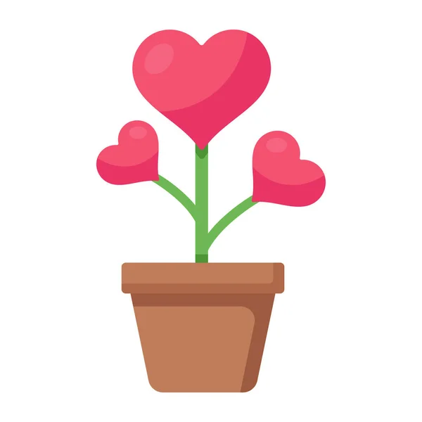 Καρδιά Ροζ Λουλούδι Δοχείο Διάνυσμα Εικονογράφηση Σχεδιασμό — Διανυσματικό Αρχείο